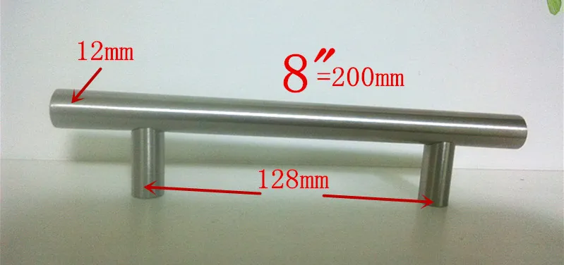(Diameter 12mm Length:200mm) 8" Furniture Hardware Kitchen Cabinet Handle Bar Pull Stainless Steel T Handles | Обустройство дома