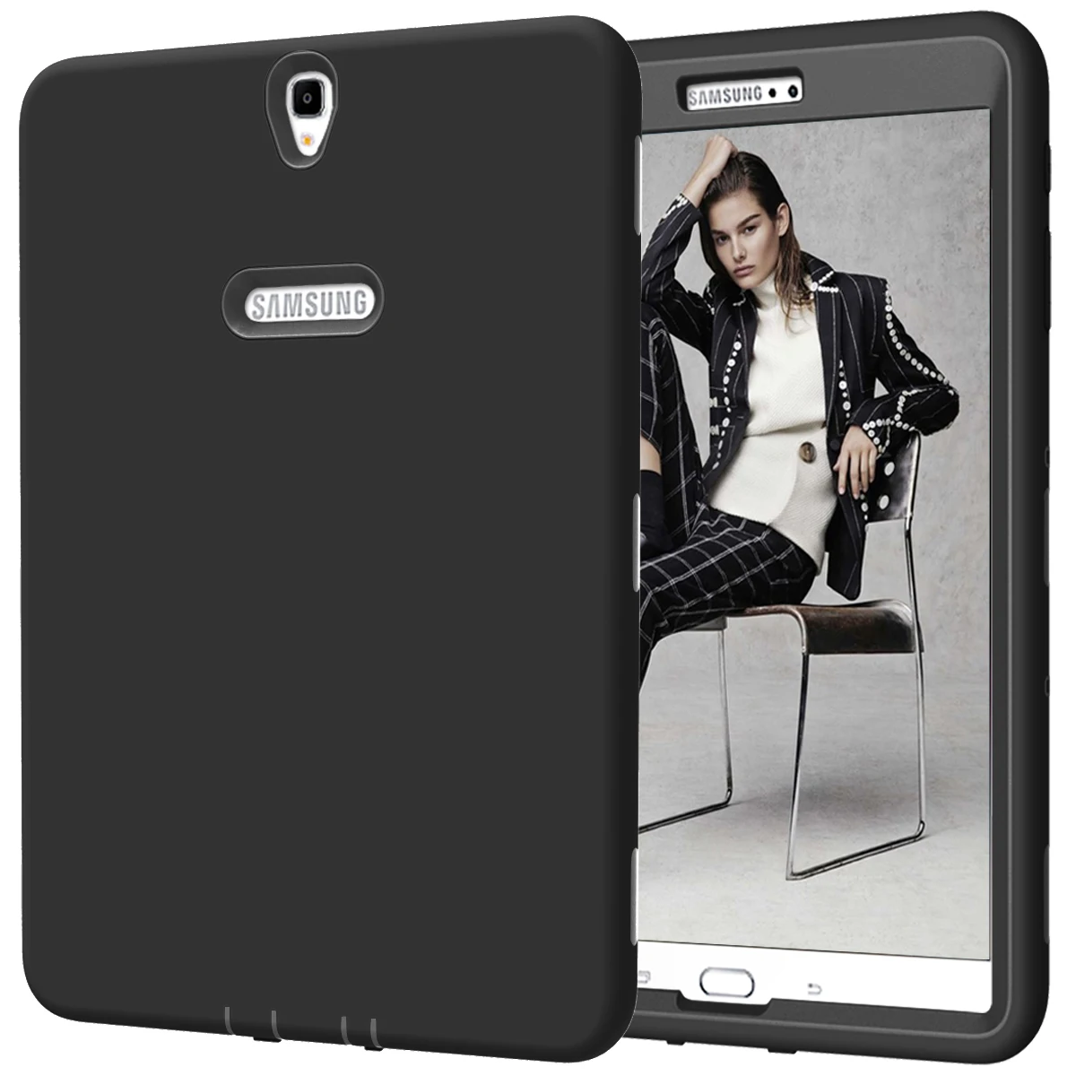 

For Samsung Galaxy TAB S3 9.7 SM-T820/T825 Case Cover, High-Impact Shock Absorbent Dual Layer Silicone+Hard PC Bumper Protective