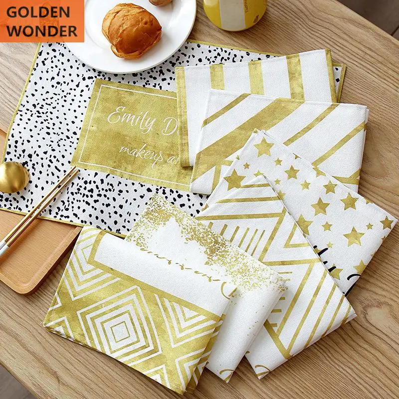 

Golden Color Dinning Table Mat Waterproof Oil proof Placemat Coaster 45X30CM Insulated Food Photo Background
