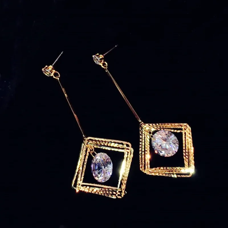

Statement Geometric Square Crystal Drop Earrings For Women Bijoux Elegant Fashion Jewelry Accessories
