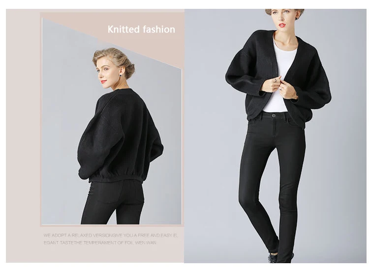 New European and American large size women's knit short sleeve sweater thick winter sweater coat ladies tide (2)