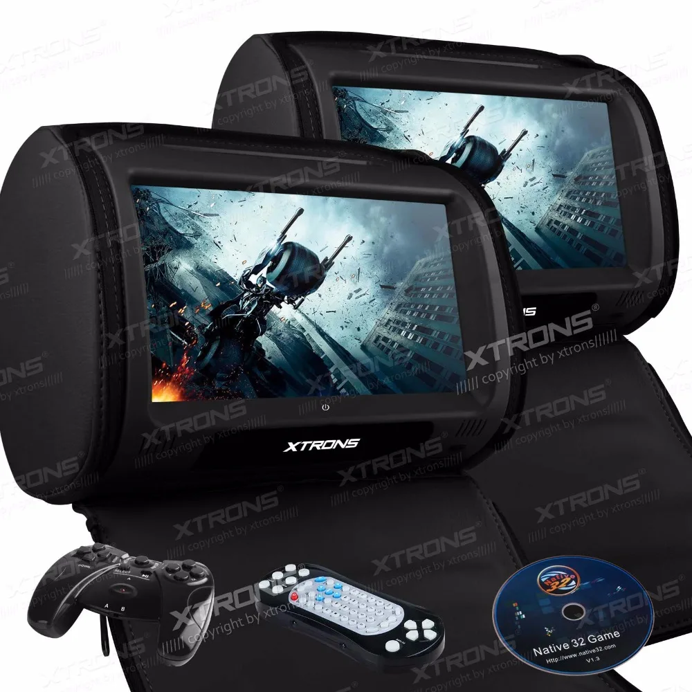 XTRONS черный 2 шт. 9 &quotHD 800*480 сенсорный экран Мониторы Автомобильный Подголовник DVD