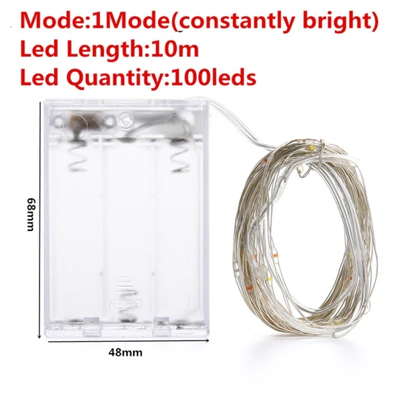 Christmas 33Feet 100 Led Fairy String Lights with Battery Remote Timer Control Operated Waterproof Copper Wire Twinkle Light 20m 10m 100led one mode