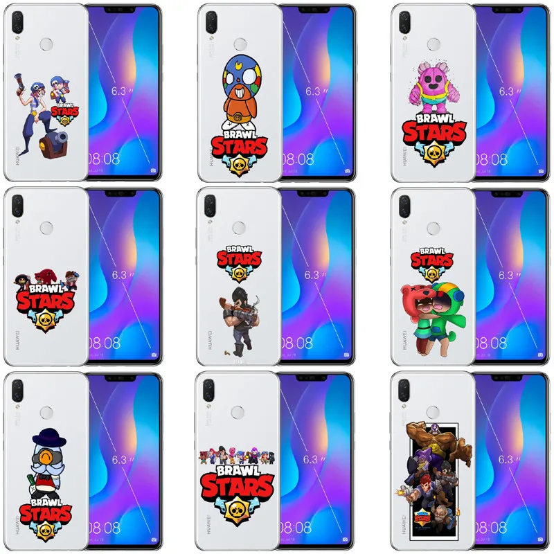

Brawl estrelas telephone Capa de Silicone transparent Suave Macio para Huawei P8 P9 P10 P20 Lite Plus Brawl Stars Fundas Coque