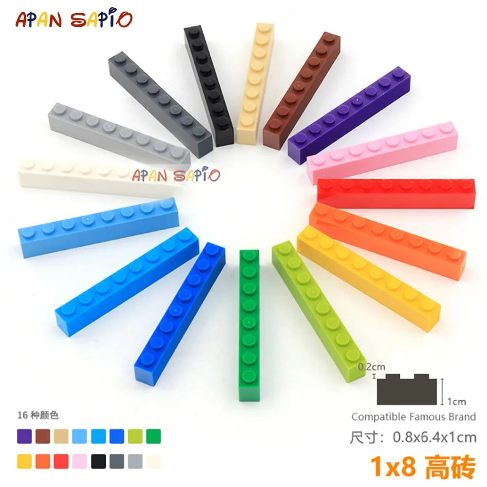 

DIY blocks mini building blocks brick toys 1X8 high 6pcs/lot educational blocks toys for Children Compatible legoeING