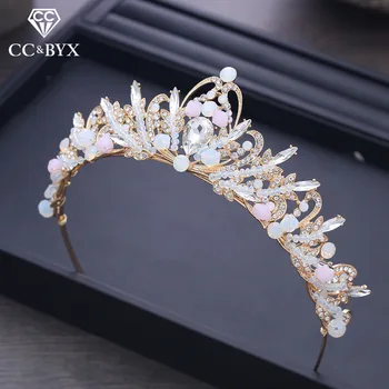 

CC Tiaras And Crowns Hairbands Sweet Style Handmade Beads Princess Engagement Wedding Hair Accessories For Bridal Jewelry XY069