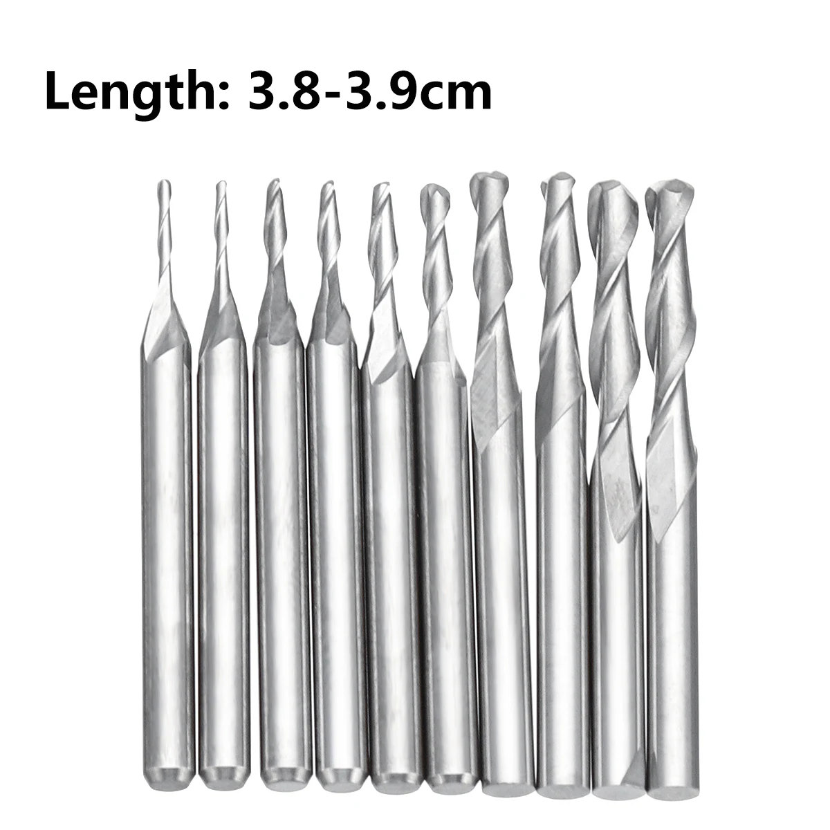 

End Mill Set Shank Carbide Ball Nose 10pcs 2 Flutes 1/8 Inch CNC Cutting Tool Milling Cutter 1mm-3.175mm for Wood Working