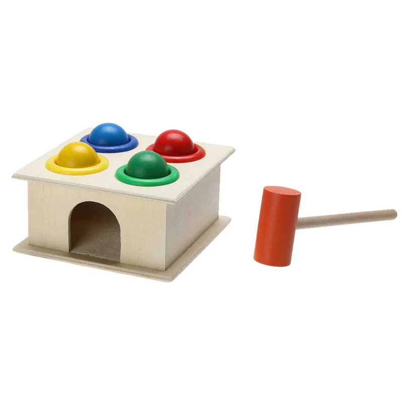 Baby Colorful Hammering Wooden Ball Wooden Toy Wooden Ball Hammer Box