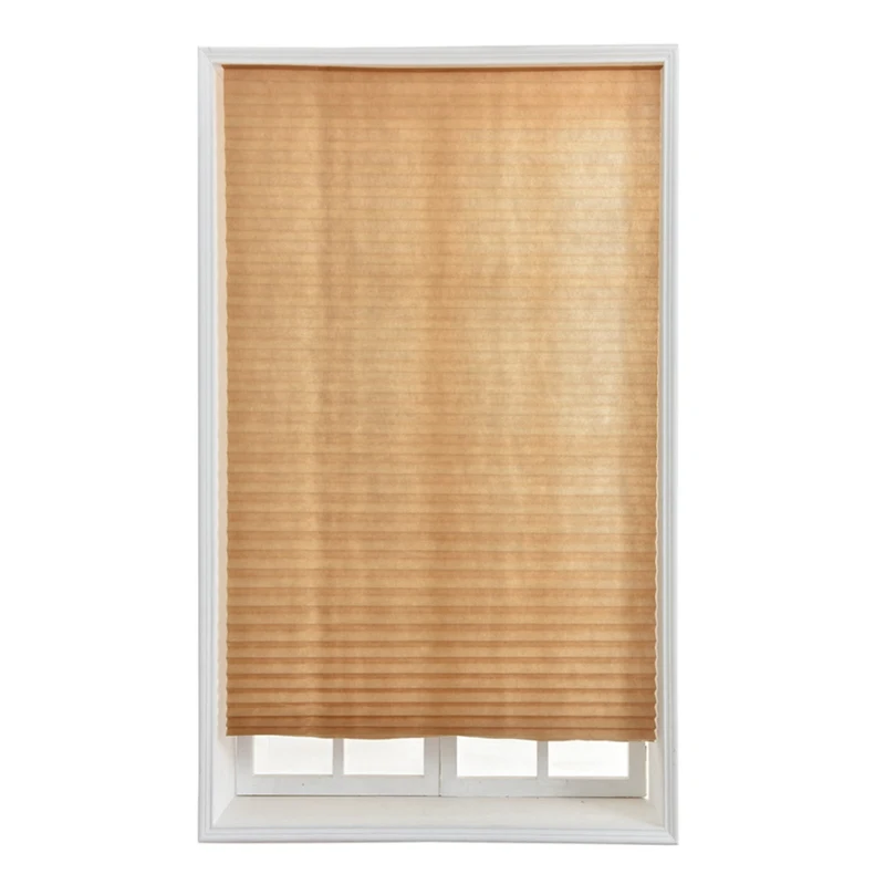 

1 Pack Blackout Curtains Cordless Light Filtering Pleated Fabric Shade Install 4 Clips Pleated Curtain For Living Room Bedroom