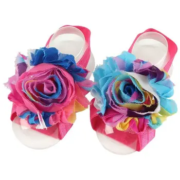 

Baby Foot Flower Wristband Barefoot Sandals Folds Chiffon Flower Socks Cover Barefoot Multicolor