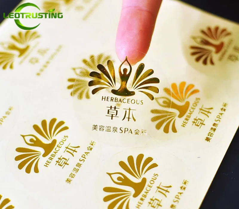 

Leotrusting 1000pcs Custom Transparent Clear PVC Gold Foil Stickers Gold Wedding Invitation Birthday Envelope Packaging Stickers