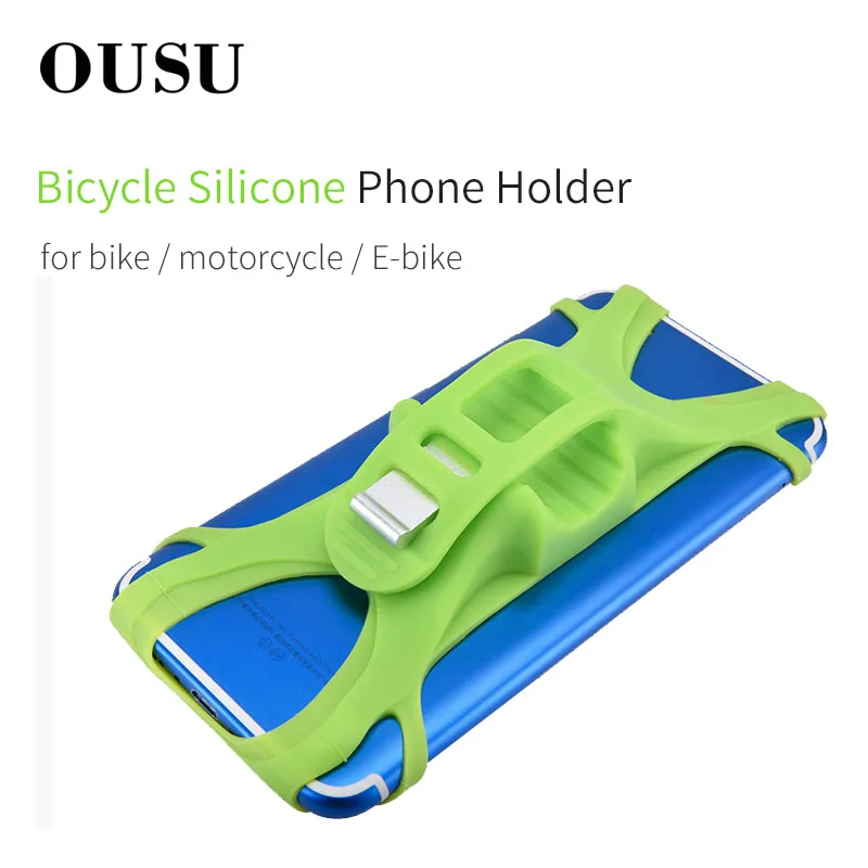 

OUSU Silicone Universal Bike Phone Holder Bicycle Cell Phone Bracket Motorcycle Support Telephone Holder Mount Mobile Stand