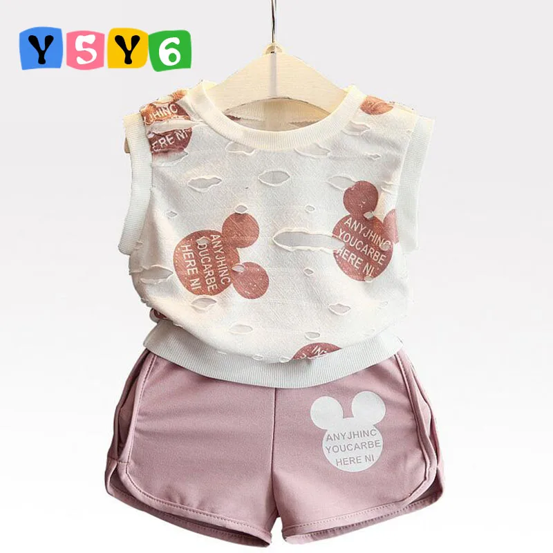 

Menoea 2018 Summer Style Girls Clothing Sets Cartoon Print T-shirt+Short 2Pcs for Kids Clothes 3-7Y Short Sleeve