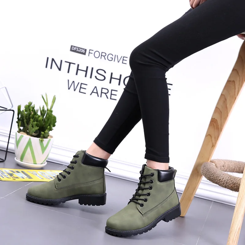 

Ankle Women Boots Autumn Winter Shoes Motorcycle Martin Boots Basic Female Soft Leather Boot Waterproof Flat Casual Shoe ABT1057
