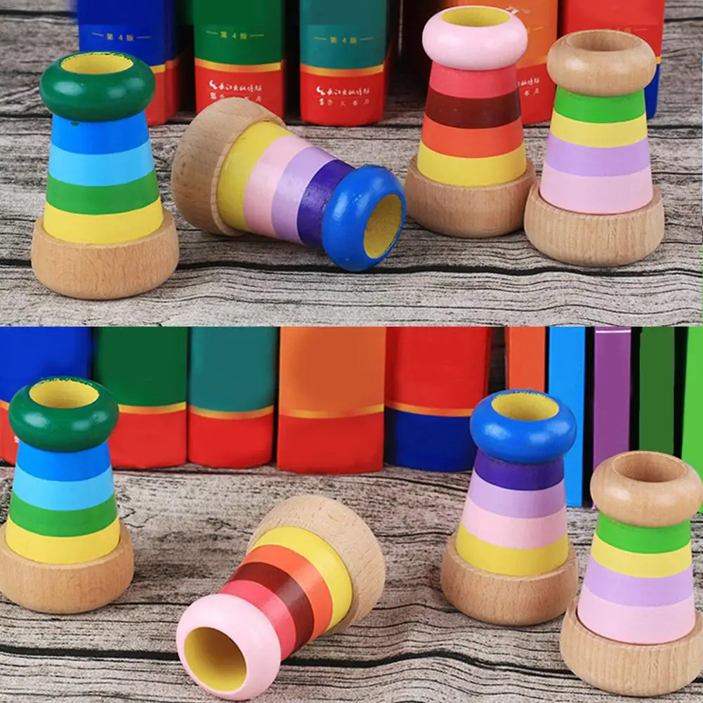 Деревянный калейдоскоп детская многоугольная игрушка-Призма пазл ранний образование Младенцы захватывающие игрушки для детей творческие игрушки с радужной расцветкой