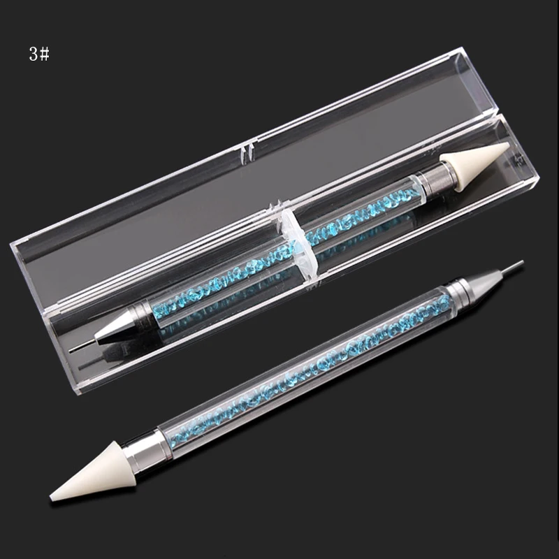 1 шт двухконцевая ручка для ногтей для гвоздики со стразами, восковой карандаш, кристальная ручка для бисера, инструмент для дизайна ногтей, инструмент для маникюра