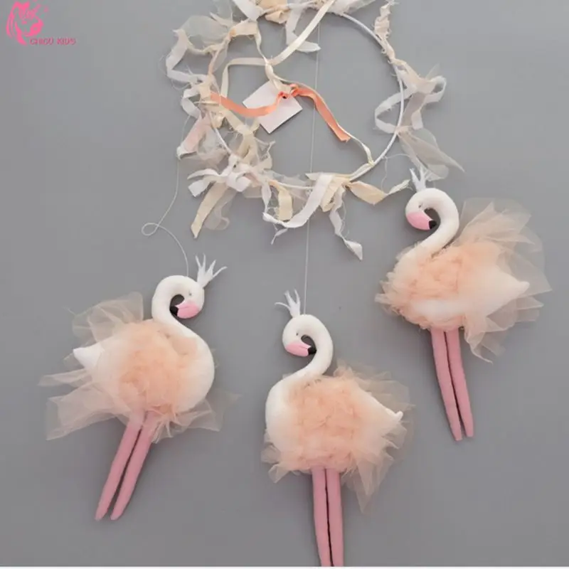 INS Cotton flamingo Mobile Swing Decoration on Bed In ...