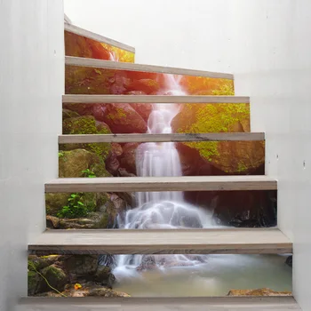 

Home Self-Adhesive 3D Stair Sticker Forest Waterfall Decoration Waterproof Foot Line vinly Paper Fs023 Wall Stickers Home Decor