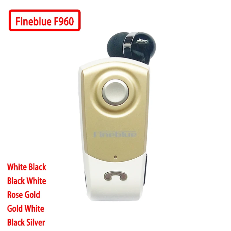 Fineblue F960 Mini Bluetooth Earphone Wireless In-Ear Handsfree with Microphone Headset Calls Remind Vibration Wear Clip Driver