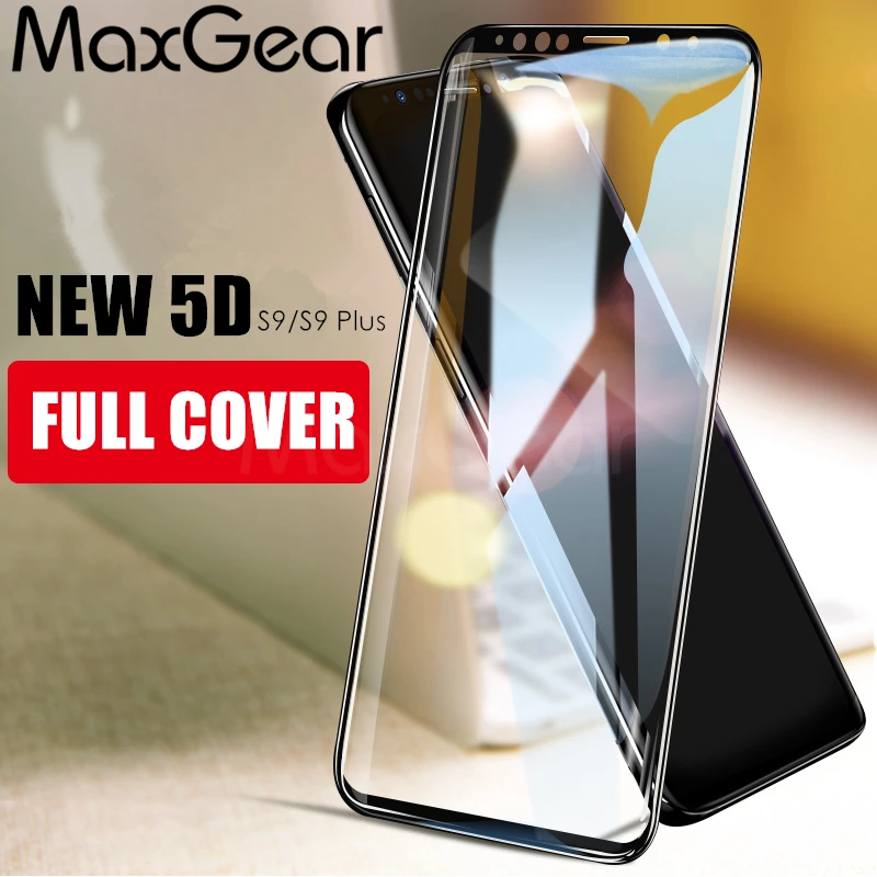 Изогнутое закаленное стекло 5D MaxGear с полным покрытием для Samsung Galaxy S8 S9 Plus Защитная