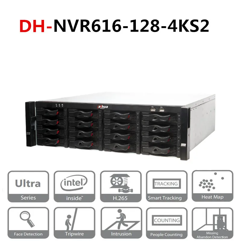 

128 Channel Ultra 4K H.265 Network Video Recorder DH-NVR616-128-4KS2 With DH Logo Max 128 IP Camera Inputs 12MP
