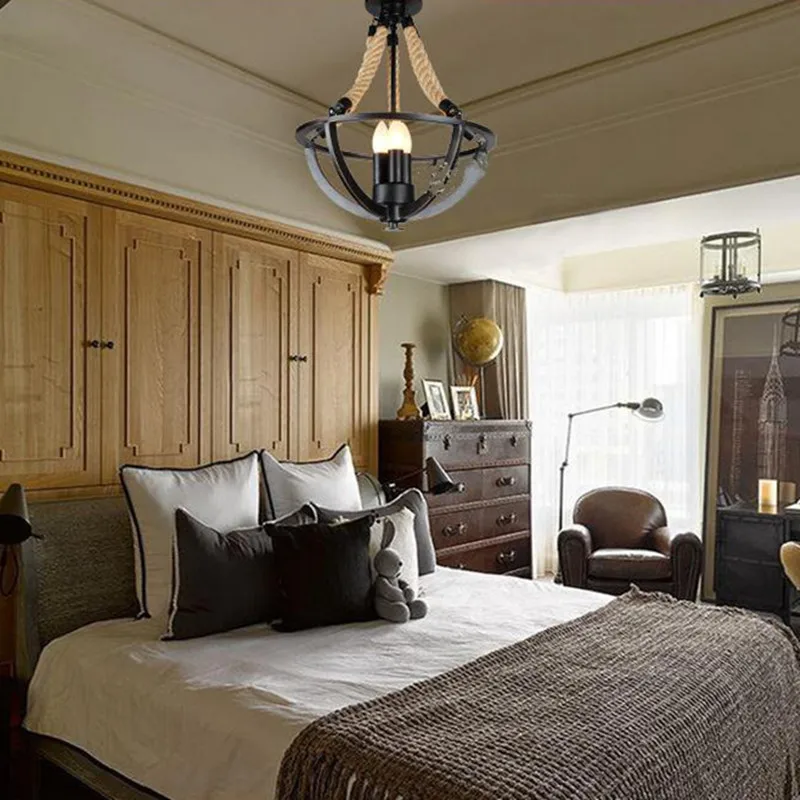 

Loft Retro Art Headmade Rope Dining Room Ceiling Light Kitchen Decoration Light Cafe Shop Bar Light Free Shipping