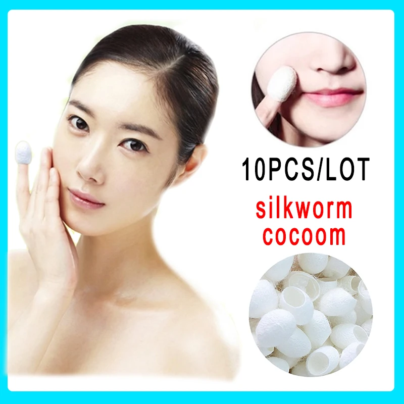 LANBENA 10pcs/pack Natural Silkworm Cocoons Ball Face Care Facial Cleanser Exfoliating Scrub Cleaning Blackhead Remover Peel Off