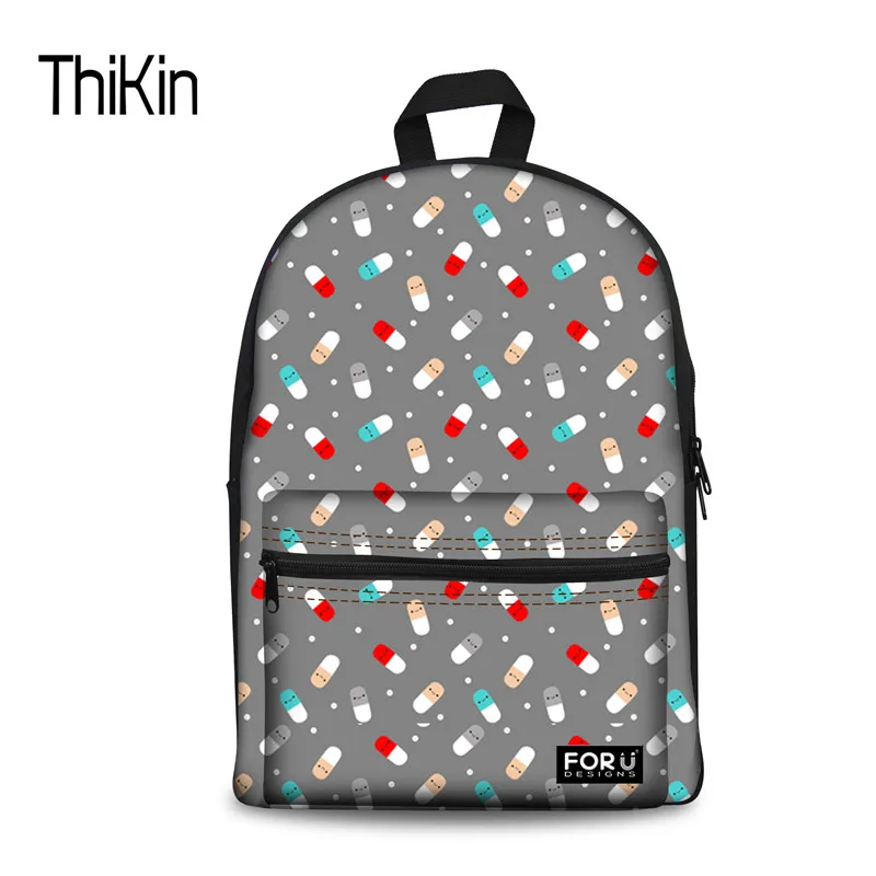 

THIKIN Women Canvas Schoolbag Funny Design School Backpacks For Teenagers Girls Boys Female Fashion University Fashion Satchel