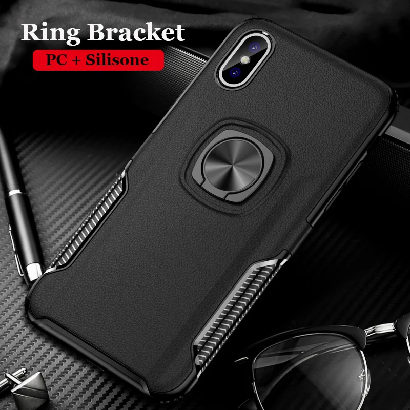 

Silicone Cases For Apple iPhone X XR XS Max Case Metal Ring Stand Soft Silicone Case for iPhone 6 6s 7 8 Plus Cases Shell Fundas