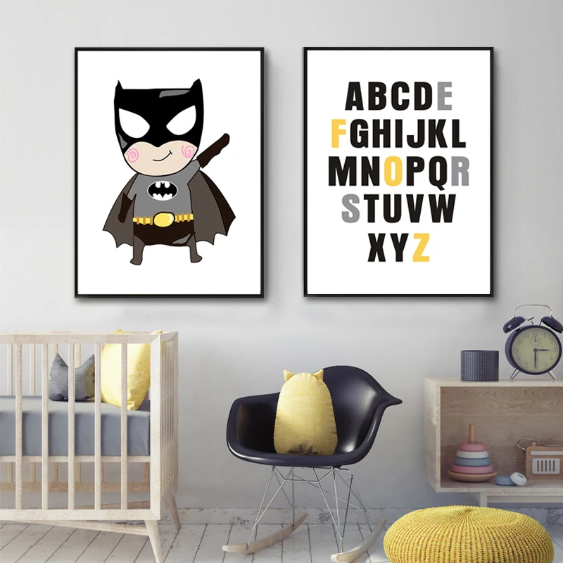 

Cartoon Alphabet ABC Nursery Canvas Art Prints Painting Poster on Canvas POP Wall Picture Kids Room Home Decor