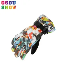GSOU Снежный бренд детские лыжные перчатки детские мальчики и девочки сноуборд перчатки водостойкие теплая зима лыжи Сноубординг От 8 до 14 лет