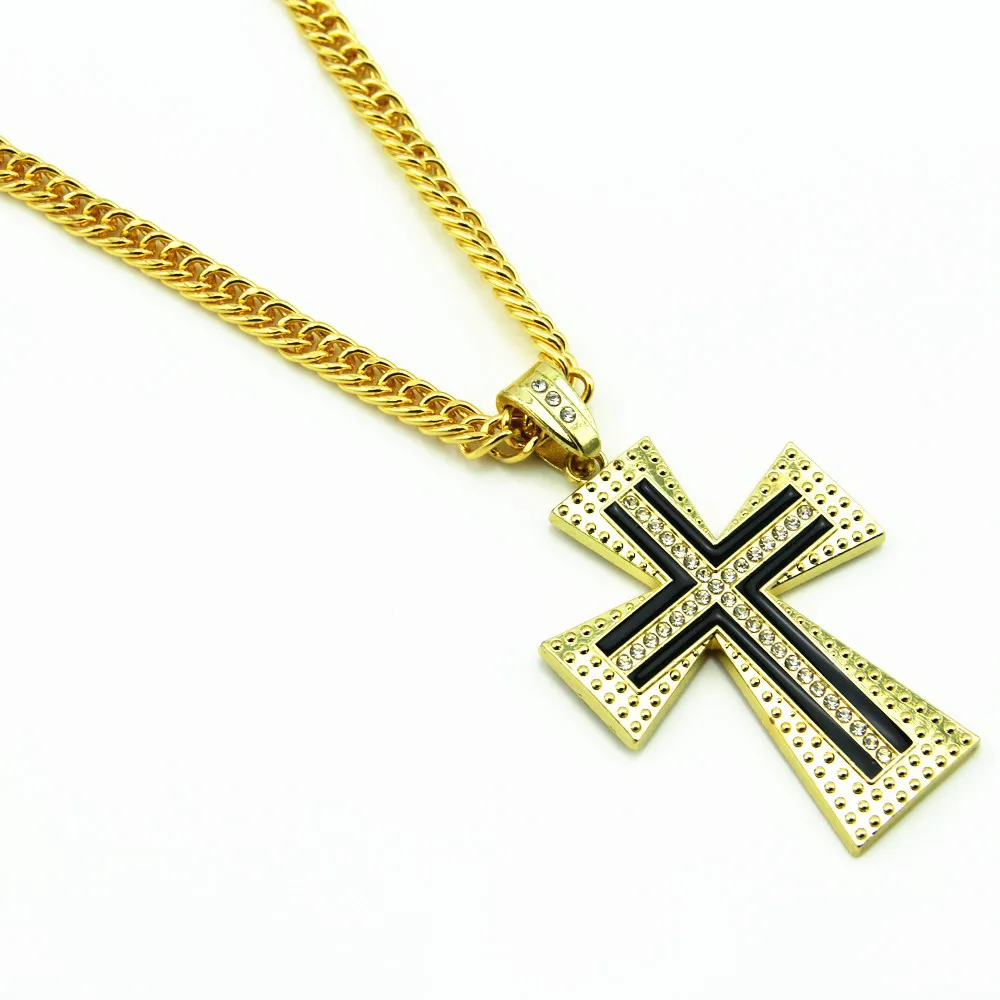 New Iced out Bling Cross Pendant Hip Hop Necklace For Menhip hop