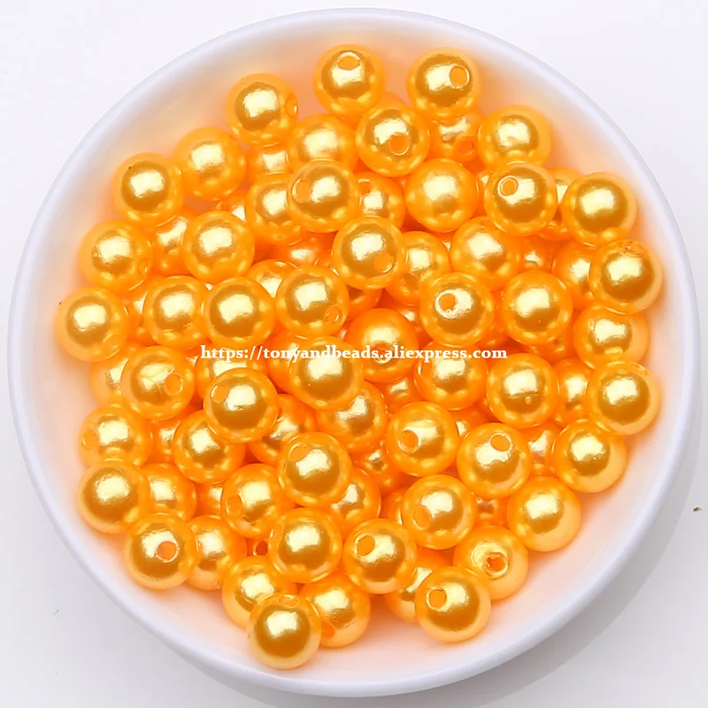 Акриловые Имитация жемчуга круглые бусины 4 6 8 10 12 мм выберите размер для изготовления ювелирных изделий - Цвет: Orange