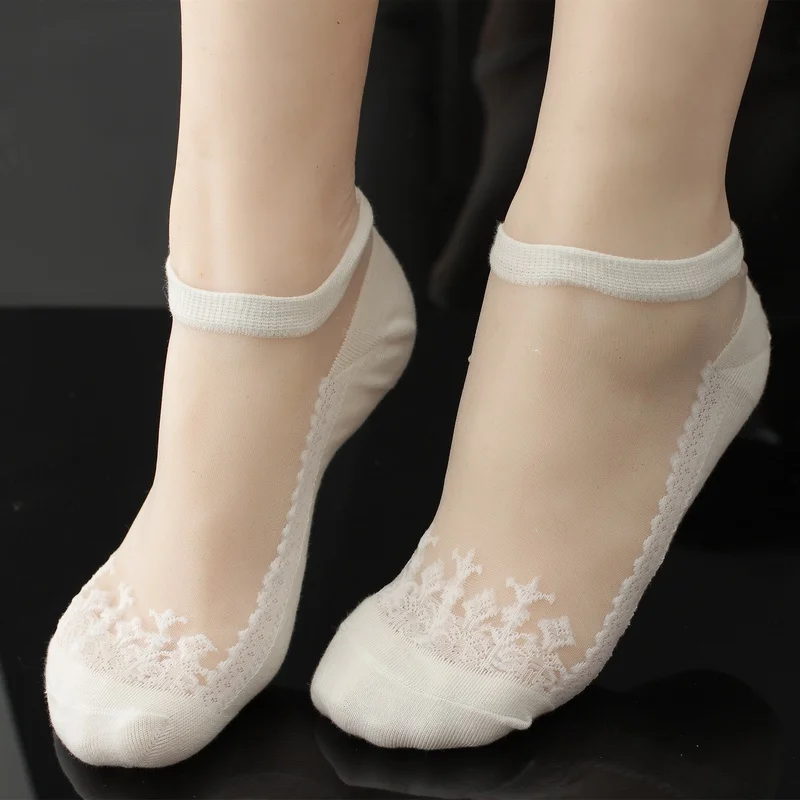 10 пар/лот Для женщин стекло тапочки, закрывающие носок Ультра-тонкий Летние носки повседневные носки 6 цветов