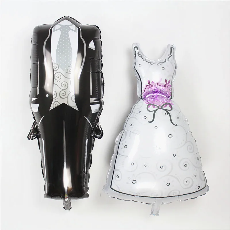 

Wholesale 100pcs/lot 75*39cm Groom Bride Wedding Dress Foil Balloon Marriage Decoration Ballon for Romantic party supplies