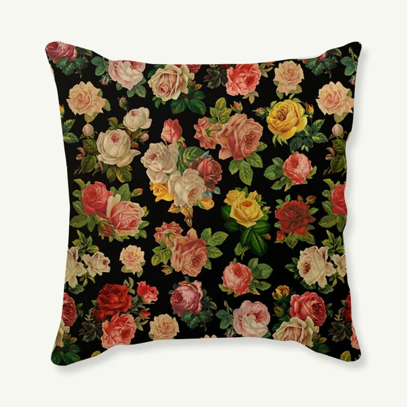 Colorful Flowers Maple Leaves Cushion Cover Throw Pillow Tropic Small Floral Decorative Car Sofa Chair Case | Дом и сад