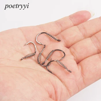 

POETRYYI Stainless Steel Fishing Hooks Barbed Swivel Carp Jig Fishhook Spring Hook With Hole For Fishing Tackle P30