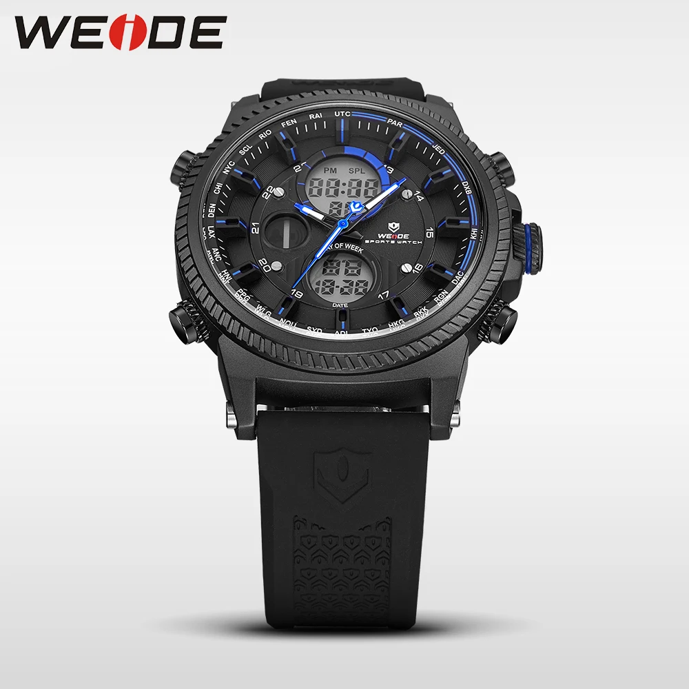WEIDE Genuine luxury LCD sport Digital Male Watch Automatic watches silicon watch quartz Analog Waterproof Alarm Clock Men  Saat