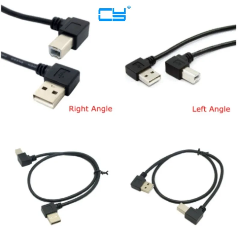 Generic Jimier CY Cable Left Angled 90 Degree USB 2.0 A Male to B Male Angled Scanner Printer Cable 1m