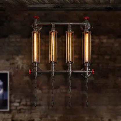 

Iron Water Pipe Loft Style Wall Lamp Industrial Bedside Light Fixtures For Home Lightings Wall Sconces Bar Cafe Indoor Lighting