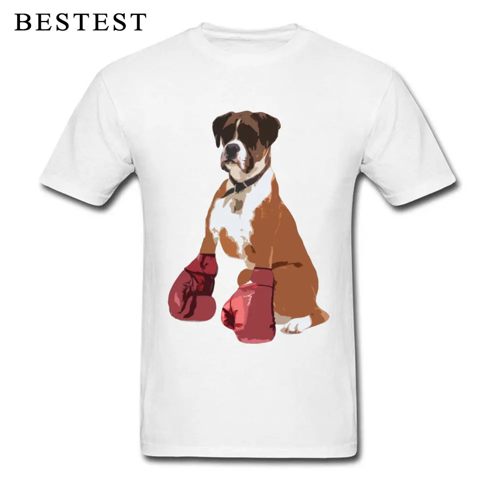 Boxer Dog 16330 100% Cotton T-Shirt for Men Short Sleeve Comics Tees Cute Summer Crew Neck Tee Shirts Funny Wholesale Boxer Dog 16330 white