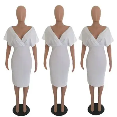 HAOYUAN женское вечернее платье черный белый повседневный рабочий сарафан летние сексуальные платья большие размеры элегантное облегающее офисное платье - Цвет: Белый