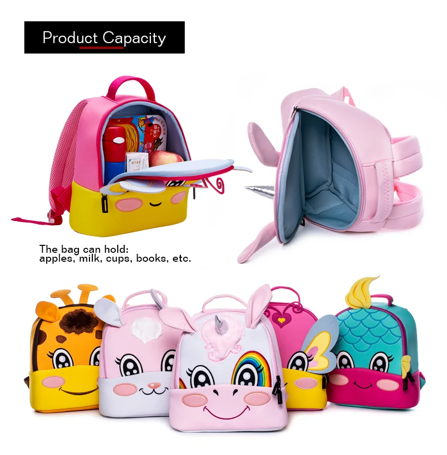 Мультяшный Радужный Единорог дизайн детский школьный рюкзак из неопрена материал для маленьких девочек детский сад школьные сумки