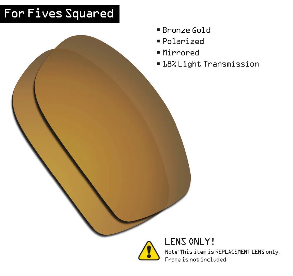 SmartVLT Polarized Sunglasses Replacement Lenses for Oakley Fives Squared - Bronze Gold