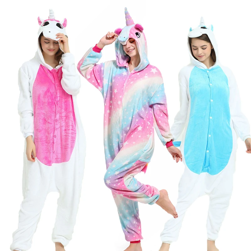 2019 New Animal Pajamas Women Men Pajama Cosplay Onesie Unicorn Winter Flannel Unisex Adults sleepwear jumpsuit onepiece suit