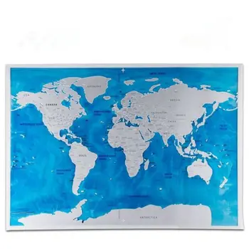 

1 pcs Scratch Map Blue Personalized Flag World Scratch Map Mini Scratch Off Foil Layer Coating Poster Wall Stickers