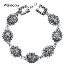 Wbmqda Горячая чешские ЭТНИЧЕСКИЕ СЕРЕБРЯНЫЕ Цвет геометрический кристалл очарование Чиан Браслеты и браслеты для Для женщин индийские украшения подарок любимым