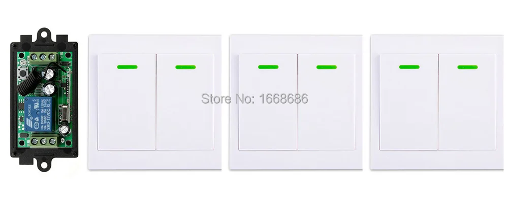

New DC12V 1CH Wireless Remote Control Switch System Receiver +3*Wall Panel Remote Transmitter Sticky Remote Smart Home Switch