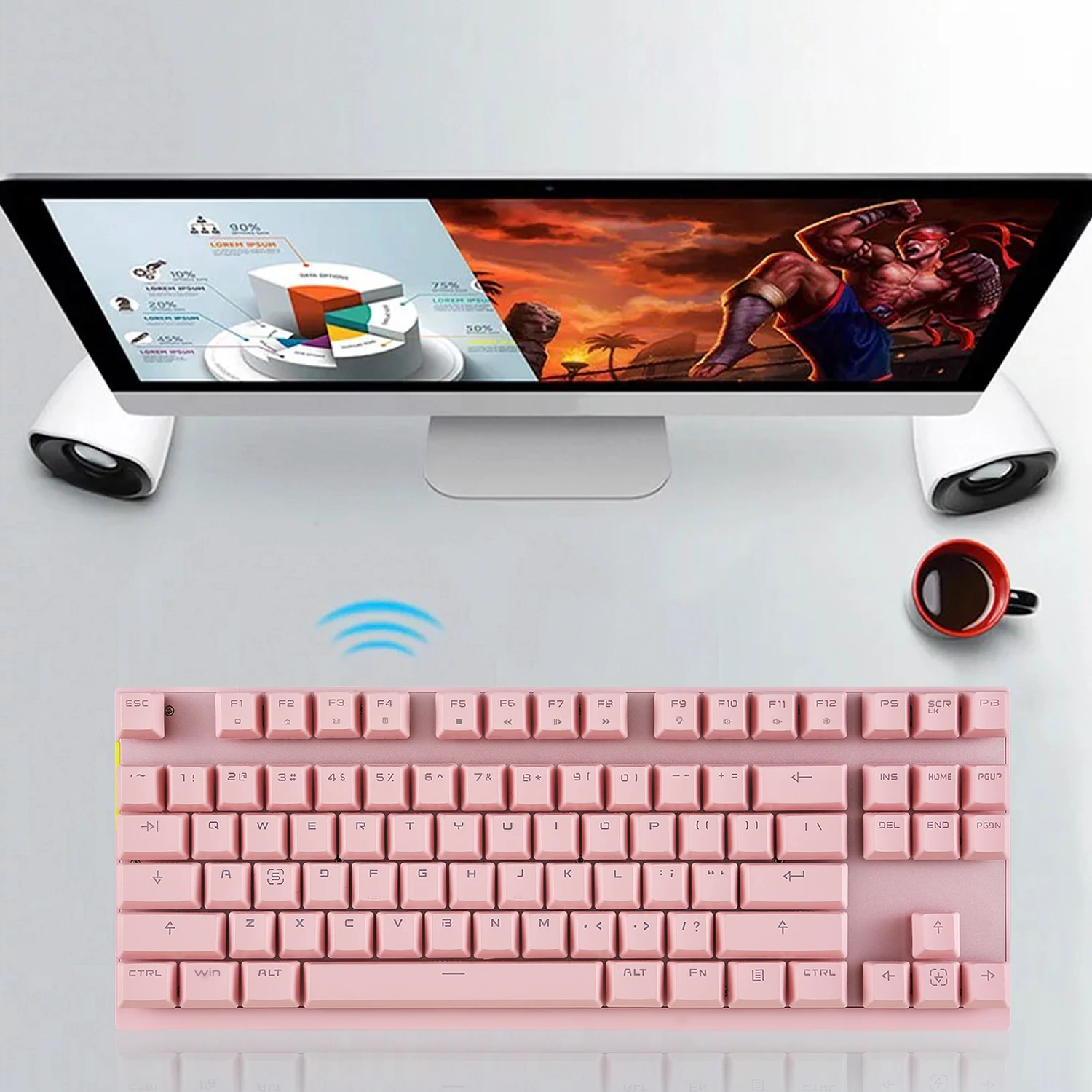 Motospeed GK82 Type-C 2.4G Wireless/Wired Mechanical Gaming Keyboard 87Key Red Switch Rechargeable