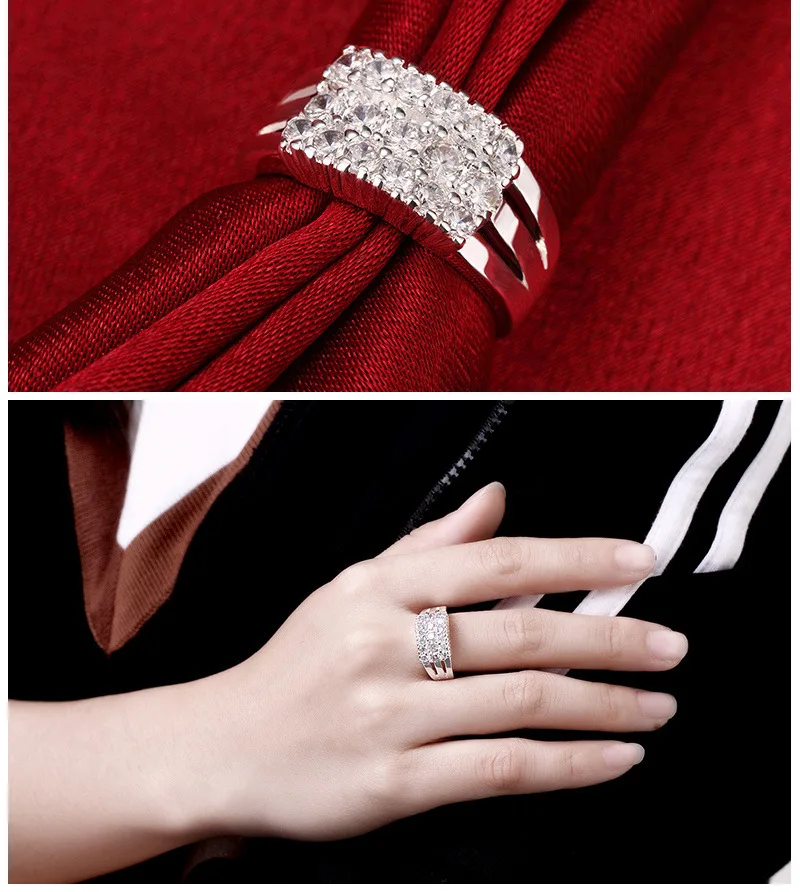 Visisap Micro Pave 18 шт. AAA+ кубический цирконий роскошное обручальное кольцо кольца для женщин бижутерия кольцо белого цвета VSR019